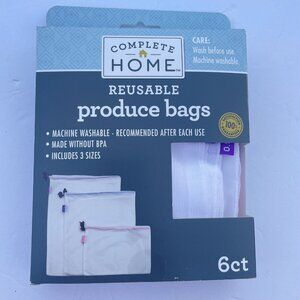Complete Home Set of 6 reusable mesh‎ produce bags Incluide 3 Size